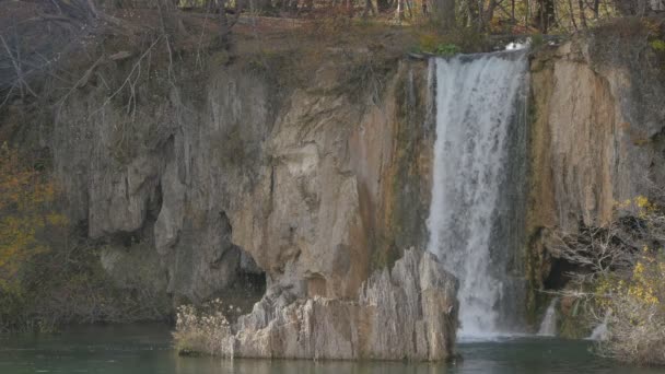 Waterfall Edge Forest Plitvice Park — Stock video