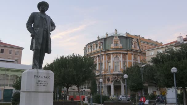 Ivan Zajc Statue Rijeka — Stockvideo