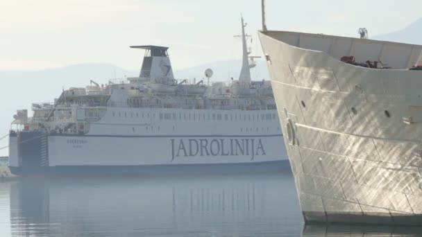 Кораблі Стоять Якорі Порту — стокове відео