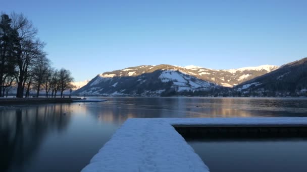 Lago Zell Austria Día Invierno — Vídeos de Stock