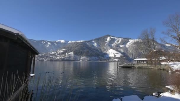 Jezero Zell Zimním Dni — Stock video