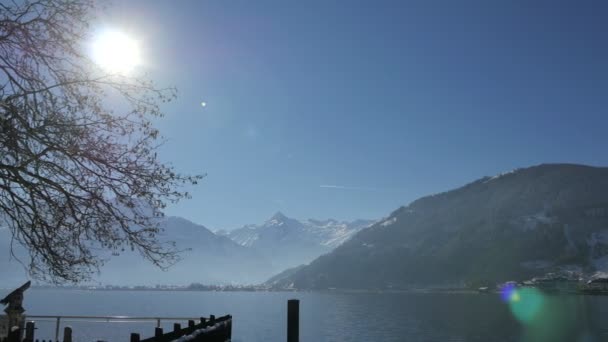 Panoramatický Výhled Jezero Zell Rakousko — Stock video
