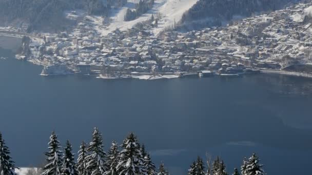 Zeller See Otoczony Śnieżnymi Górami Zell See — Wideo stockowe