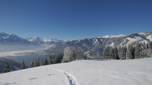 Panoramablick Auf Die Berge Winter — Stockvideo