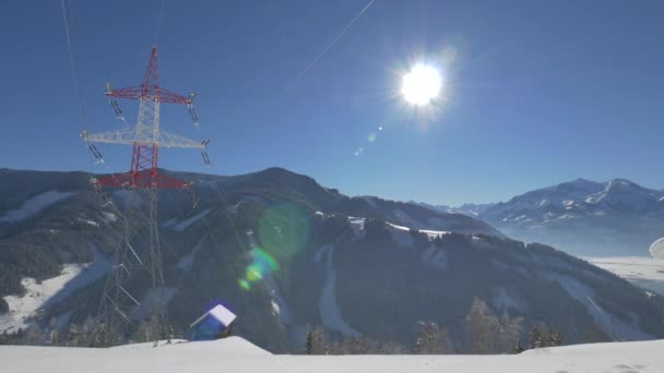 Panoramautsikt Över Bergen Och Stig Vintern — Stockvideo