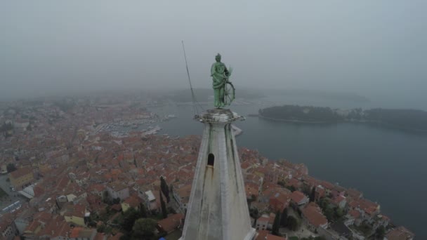 Aerial View Wind Vane Statue — Stock Video