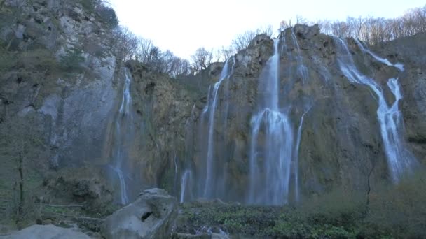 Big Waterfall Plitvice Park — Stock Video