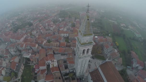 Vodnjan Daki Çan Kulesinin Hava Görüntüsü — Stok video