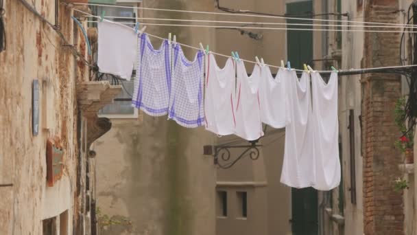 Laundry Hanging Rope — Stock Video