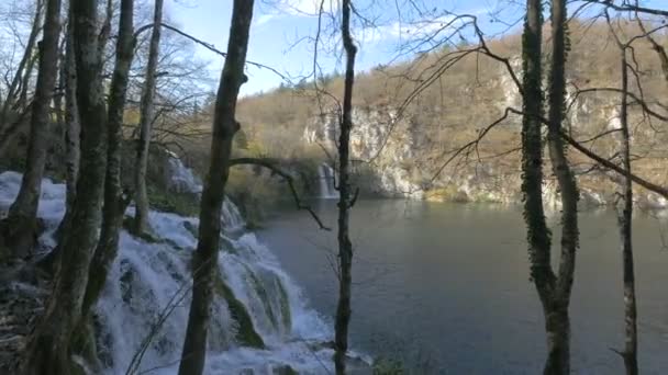 Водопады Текущие Озере Плитвицком Парке — стоковое видео