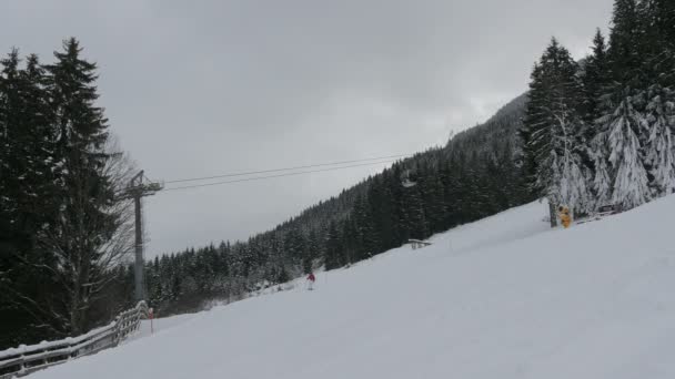 Pista Esquí Teleféricos Una Estación Esquí — Vídeo de stock