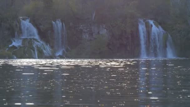 Watervallen Meer Nationaal Park Plitvice — Stockvideo