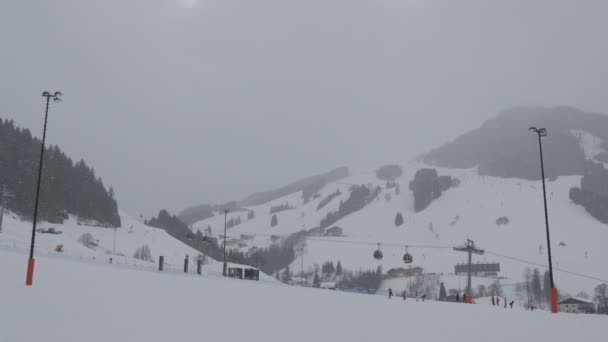 Ski Resort Seen Snowfall — Stock Video
