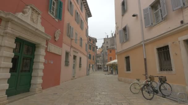 Alte Häuser Einer Gepflasterten Straße — Stockvideo