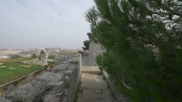 Vestingmuren Bij Fort Pula — Stockvideo