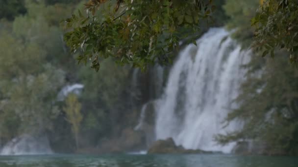 Boom Aftakking Een Waterval Krka National Park — Stockvideo