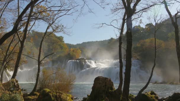 Waterval Bomen Nationaal Park Krka — Stockvideo