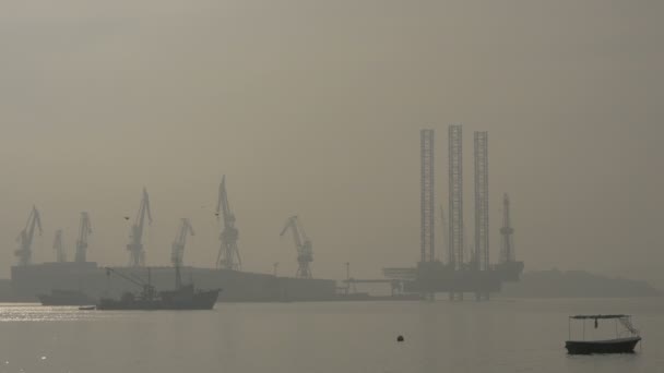 Grues Conteneurs Dans Port Pula — Video