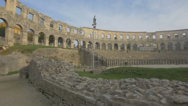 Ruínas Anfiteatro Romano Pula — Vídeo de Stock