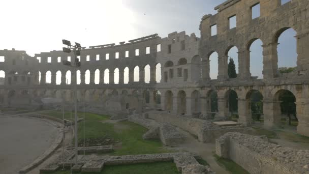 ローマ時代の円形劇場の内部からの静的な眺め — ストック動画