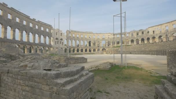 Ruinas Del Anfiteatro Romano Pula — Vídeos de Stock
