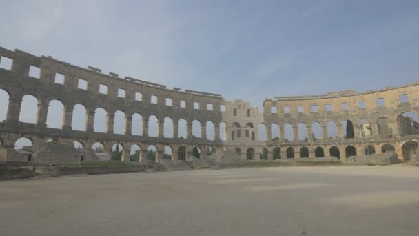 Romeins Amfitheater Met Stenen Muren — Stockvideo