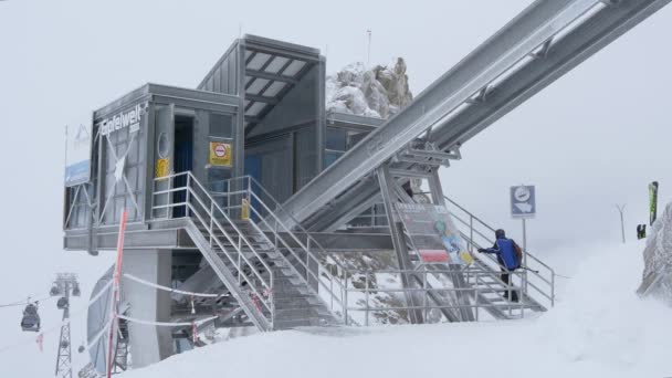 Climbing Stairs Funicular Station — Stock Video