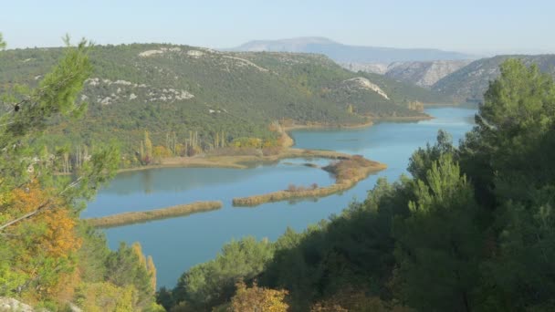 Landschaft Des Nationalparks Krka Mit Lagune — Stockvideo