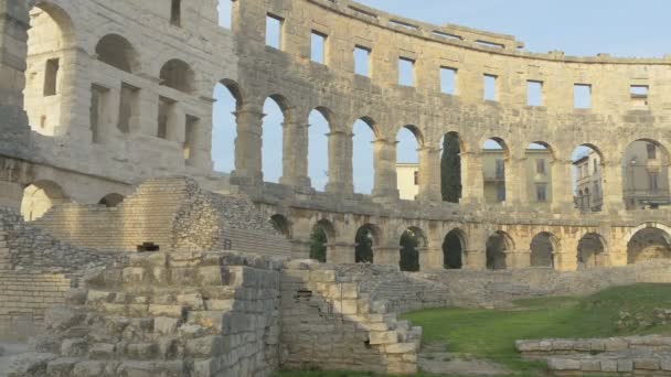 Roma Amfitiyatrosunda Antik Kalıntılar — Stok video