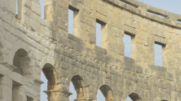 普拉竞技场古老的石墙 — 图库视频影像