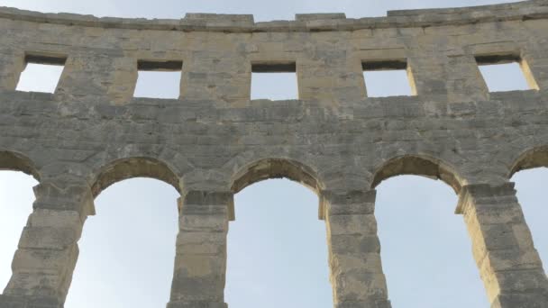 Vista Los Arcos Piedra Del Anfiteatro — Vídeos de Stock