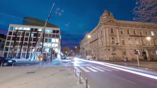 萨格勒布Marsala Tita街的交通时间 — 图库视频影像