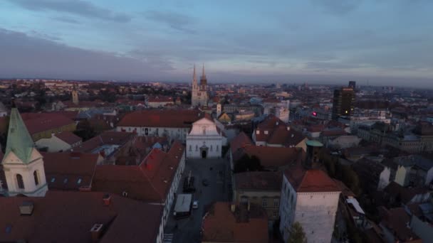 Luchtfoto Van Gebouwen Zagreb — Stockvideo