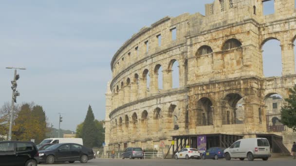 プーラのローマ時代の円形劇場遺跡 — ストック動画