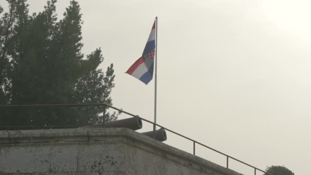Kroatische Flagge Weht Wind — Stockvideo