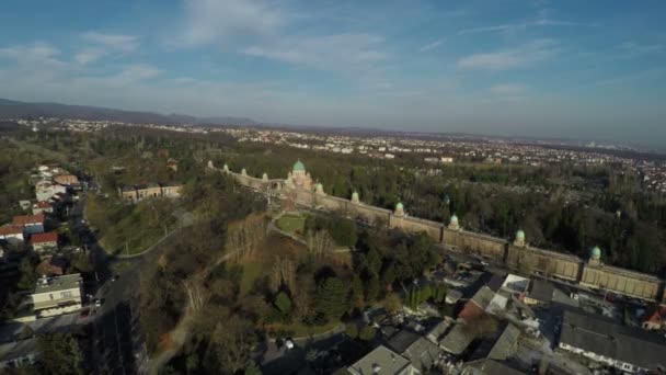 Flygfoto Över Kyrkogården Mirogoj Zagreb — Stockvideo