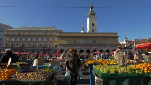 Trh Dolac Záhřebu — Stock video