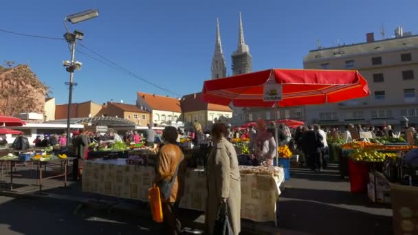 Lidé Prodávají Nakupují Městském Trhu — Stock video