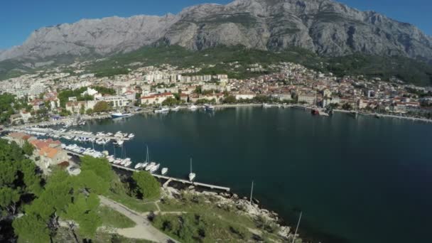 Vista Aérea Del Puerto Makarska — Vídeo de stock
