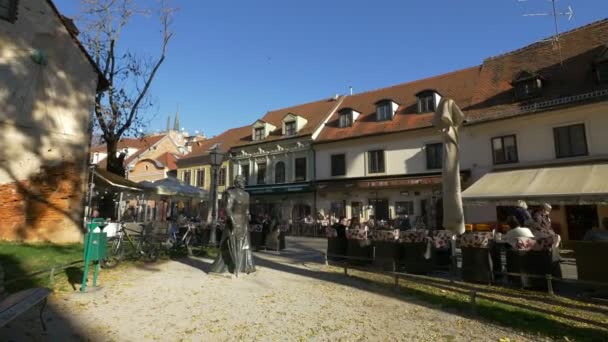 Marija Juric Zagorka Statue Zagreb — Stockvideo