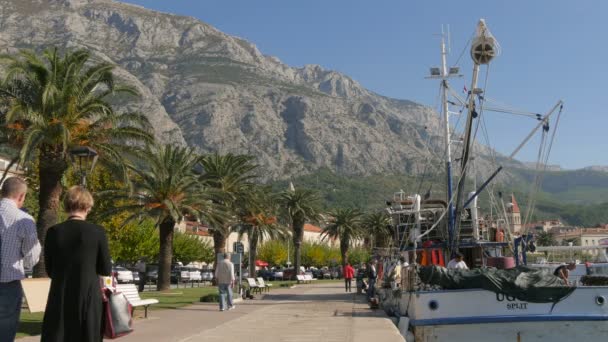 Gente Caminando Paseo Marítimo Makarska — Vídeo de stock