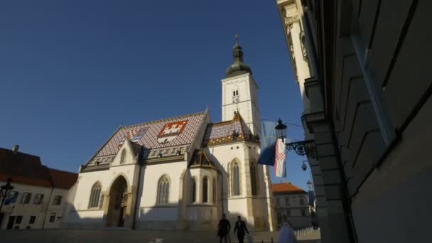 Die Markuskirche Zagreb Kroatien — Stockvideo