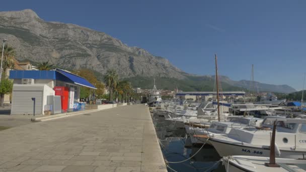 Boote Seehafen Von Makarska — Stockvideo