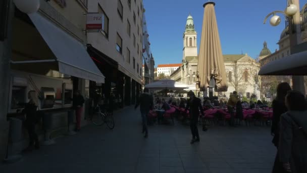 Открытое Кафе Площади Цветного Загреб — стоковое видео