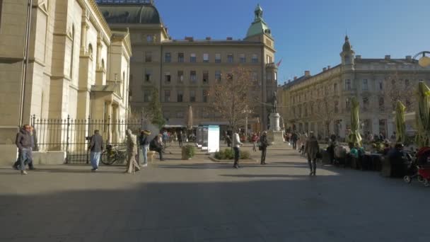 Stadsleven Een Plein — Stockvideo