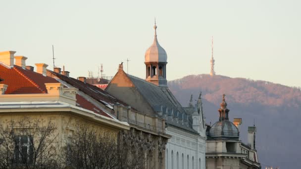 Tetők Építése Napnyugtakor — Stock videók