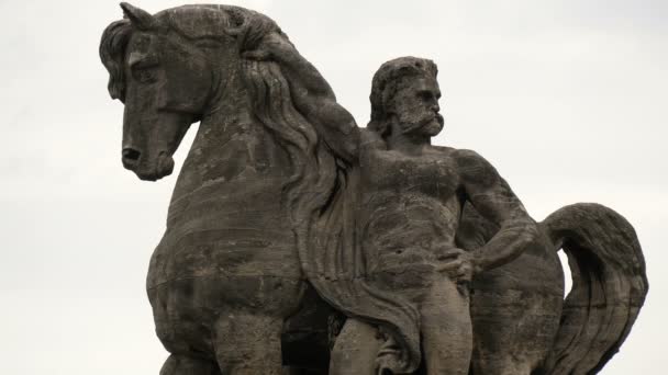 Skulptur Människa Och Häst — Stockvideo