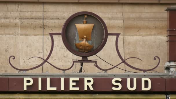 Signo Del Pilar Sur Torre Eiffel — Vídeos de Stock