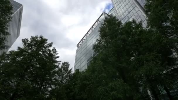 Canary Wharf Taki Ofis Binalarının Düşük Açısı — Stok video