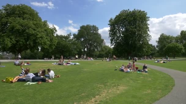 Turisták Fekszenek Pihennek Hyde Parkban — Stock videók